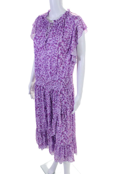 Draper James Womens Sleeveless Keyhole Floral Midi Dress Purple Size Extra Large