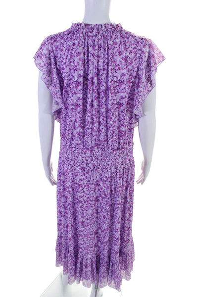 Draper James Womens Sleeveless Keyhole Floral Midi Dress Purple Size Extra Large