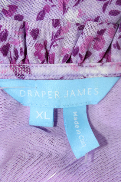 Draper James Womens Sleeveless Keyhole Floral Midi Dress Purple Size Extra Large