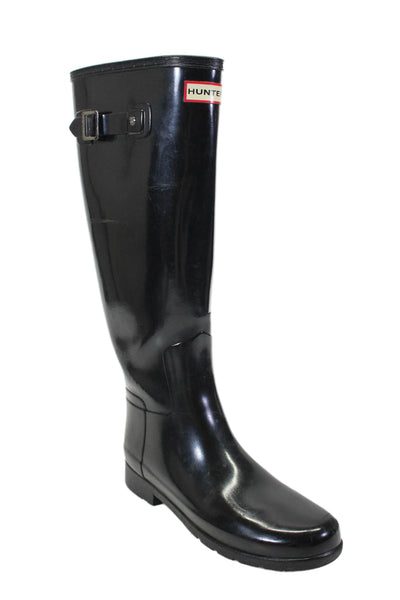 Hunter Womens Knee High Rubber Rain Boots Black Size 8