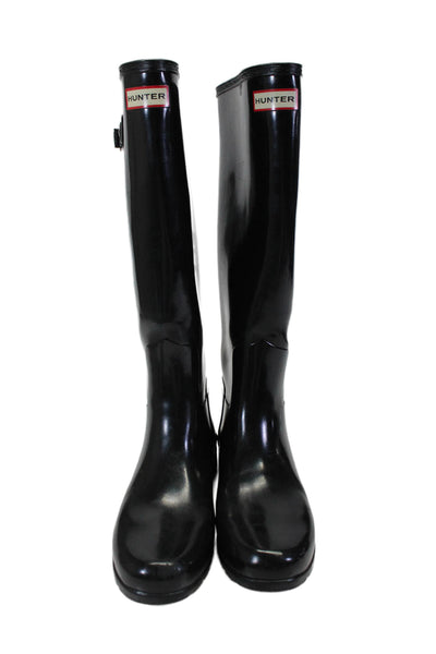 Hunter Womens Knee High Rubber Rain Boots Black Size 8