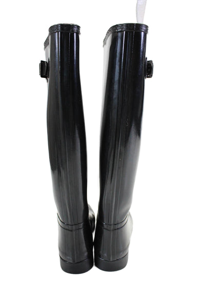 Hunter Womens Knee High Rubber Rain Boots Black Size 8