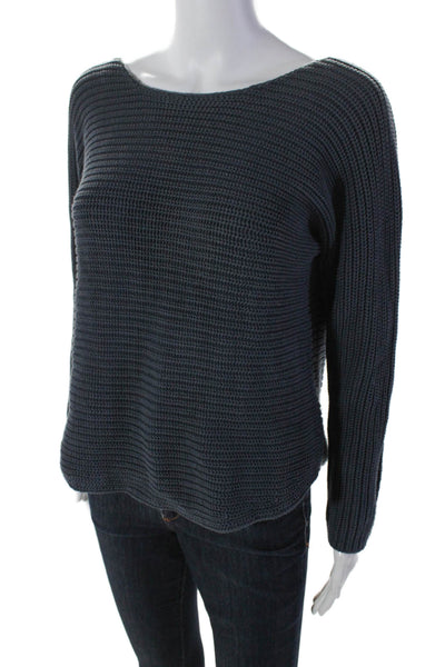 Vince Womens Long Sleeve Thick Knit Scoop Neck Sweater Blue Size Small