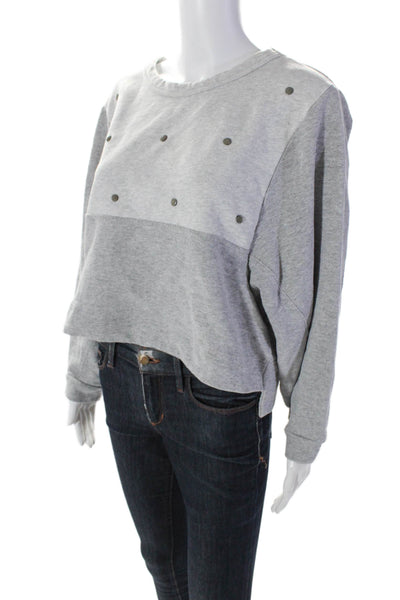 Stella McCartney Womens Long Sleeve Crew Neck Tight Knit Sweater Gray Small