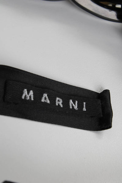 Marni Womens Black Cream Chuncky Beaded Link Ribbon Statement 24" Necklace