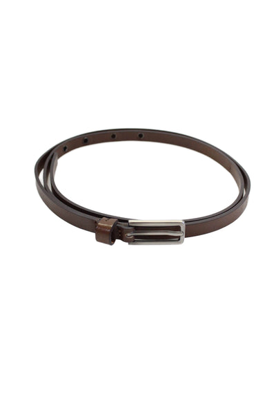 Marni Womens Dark Brown Leather Skinny Belt Size S