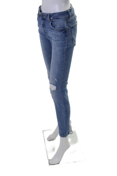 DL1961 Womens Zip Front Tapered Leg Distressed Jeans Blue Size 30