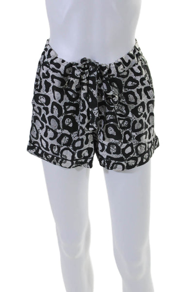 Equipment Femme Womens Silk Snakeskin Print Shorts White Black Size Small