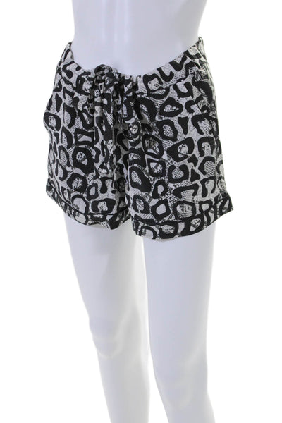 Equipment Femme Womens Silk Snakeskin Print Shorts White Black Size Small