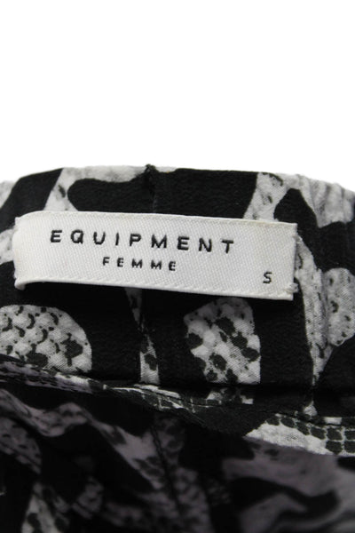 Equipment Femme Womens Silk Snakeskin Print Shorts White Black Size Small