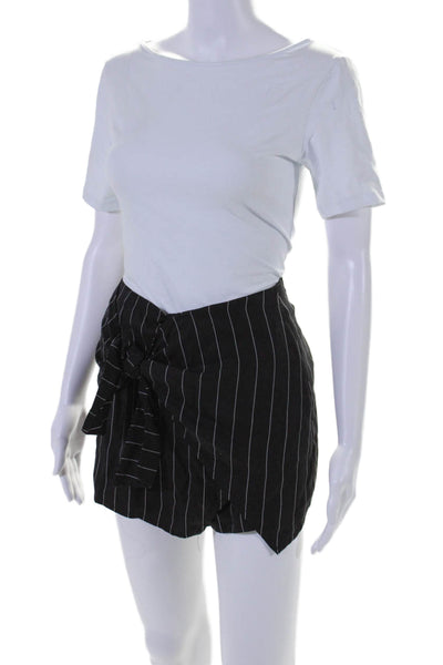 Lovers + Friends Womens Striped Bow Front Skort Black White Size Extra Small