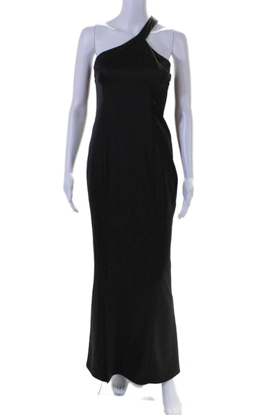 NBD Womens Halter Neck Sleeveless Front Slit Evening Gown Black Size Small