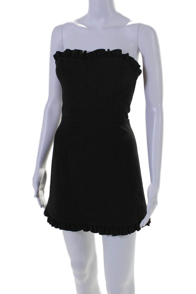 French Connection Womens Sleeveless Ruffled Trim A Line Dress Black Size 0