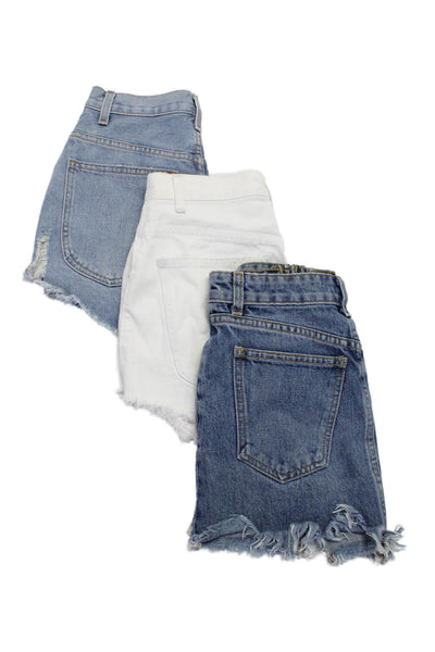 Carmar Womens Denim Cut Off Skirts Shorts Blue White Cotton Size 25 Lot 3