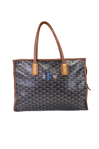 Goyard Womens Open Top Canvas Marquises Goyardine Tote Handbag Black Brown