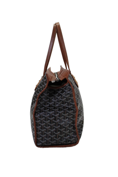 Goyard Womens Open Top Canvas Marquises Goyardine Tote Handbag Black Brown