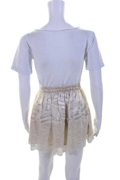 Zadig & Voltaire Womens Silk Lace Hem Elastic Ruched Skirt Beige Size EUR 36