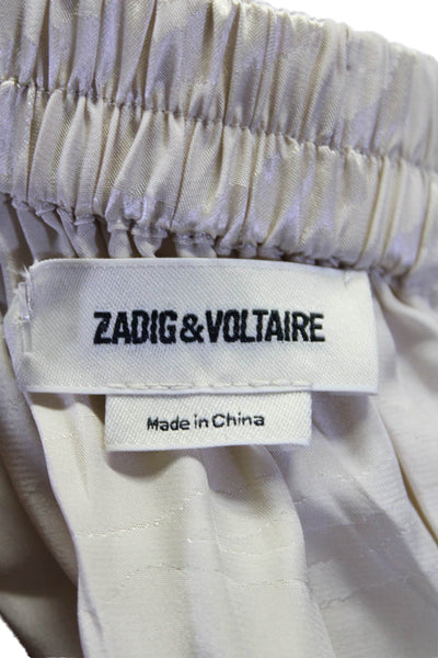 Zadig & Voltaire Womens Silk Lace Hem Elastic Ruched Skirt Beige Size EUR 36