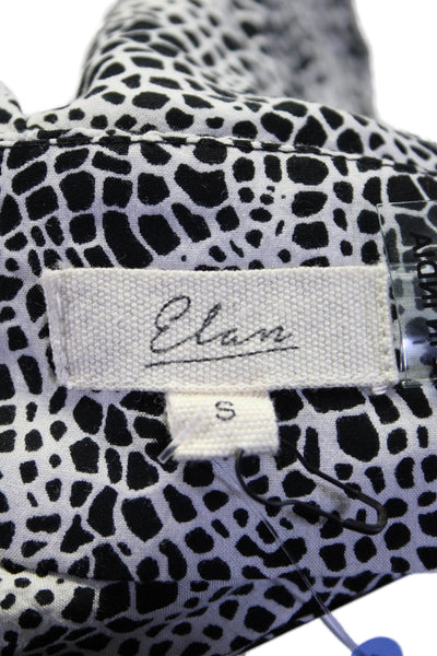 Elan Womens Spaghetti Strap V Neck Animal Printed Mini Dress White Black Small