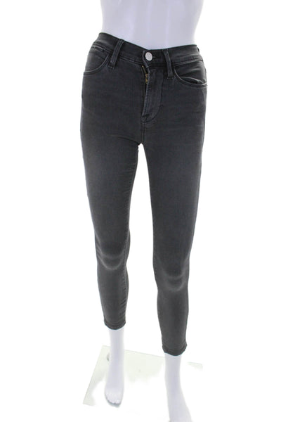 Frame Womens Cotton Le High Buttoned Zipped Skinny Jeans Black Size EUR 24