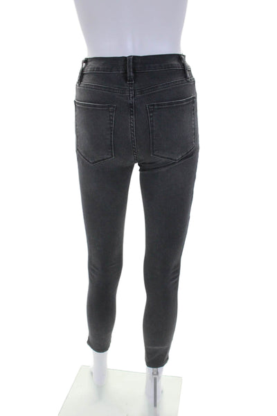 Frame Womens Cotton Le High Buttoned Zipped Skinny Jeans Black Size EUR 24