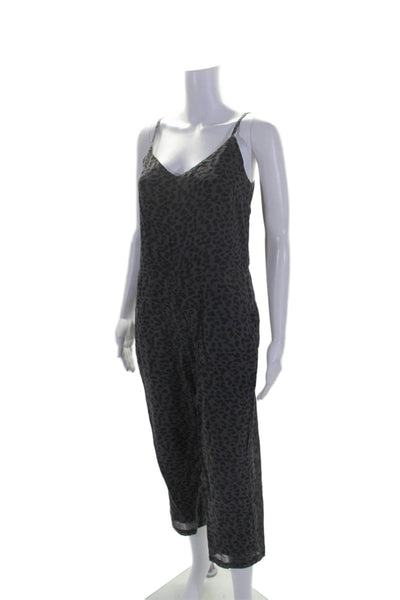 Sundry Womens Cotton Animal Print Sleeveless Tapered Leg Jumpsuit Gray Size 0