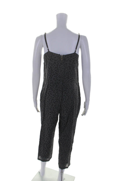 Sundry Womens Cotton Animal Print Sleeveless Tapered Leg Jumpsuit Gray Size 0