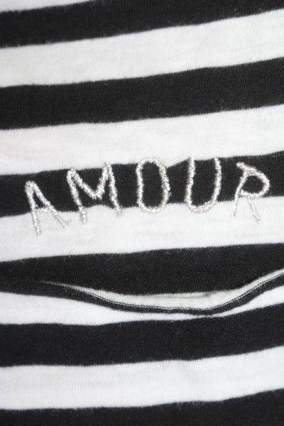 Zadig & Voltaire Womens Cotton Regy Striped Print Embroidered Top White Size XS