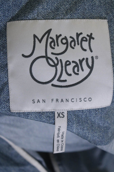 Margaret OLeary Womens Hooded Full Zipper Rain Jacket Blue Size Extra Small