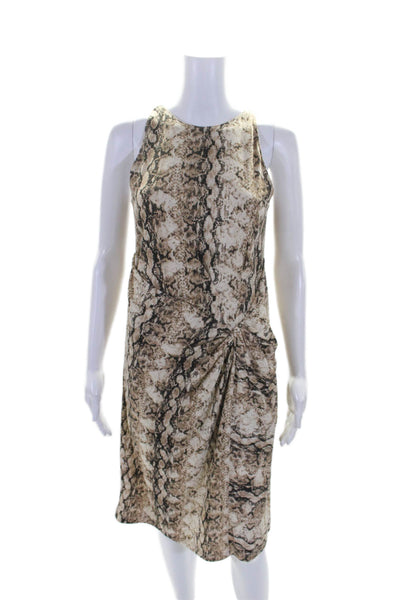 Ronny Kobo Womens Snakeskin Print Sleeveless Dress Beige Black Size Medium