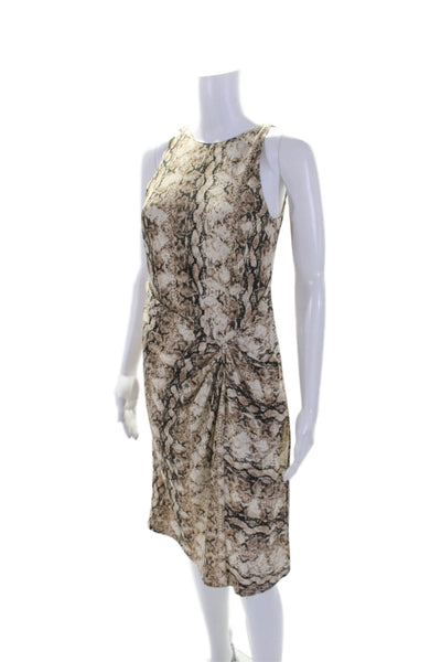 Ronny Kobo Womens Snakeskin Print Sleeveless Dress Beige Black Size Medium