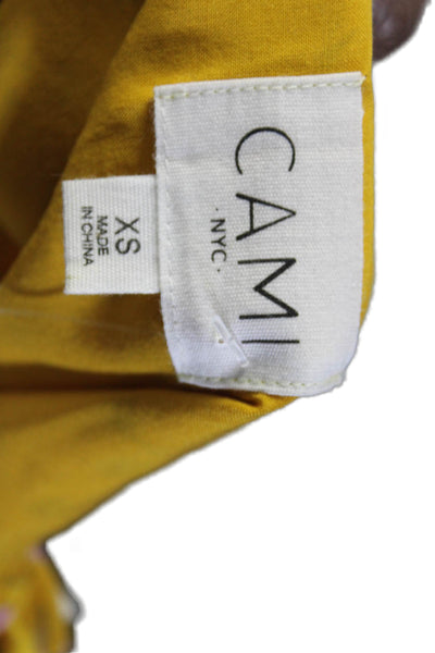 Cami NYC Womens Silk Charmeuse Floral Print Ruched Strap Camisole Yellow Size XS