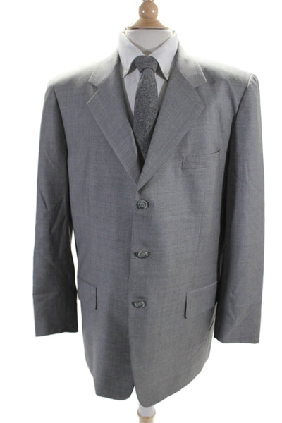 Gianni Versace Mens Notched Lapel Three Button Blazer Wool Gray 34