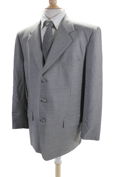 Gianni Versace Mens Notched Lapel Three Button Blazer Wool Gray 34