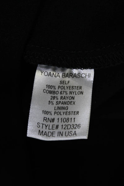 Yoana Baraschi Womens Back Zip Crew Neck Faux Leather Trim Dress Black Size 8