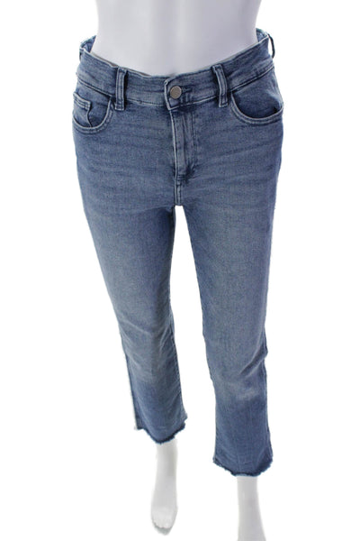 DL 1961 Womens Cotton Denim Frayed Trim Mara Straight Leg Jeans Blue Size 25