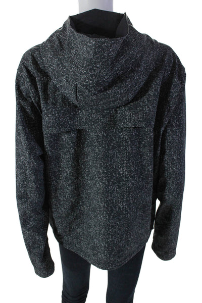 Outdoor Voices Womens Spotted Texture Zip Long Sleeve Hooded Jacket Black Size M