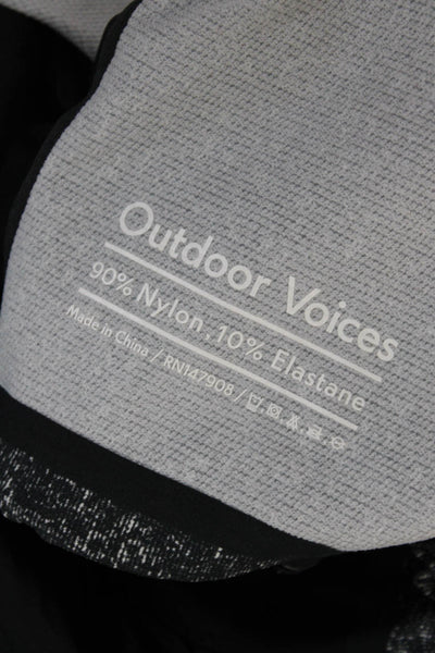 Outdoor Voices Womens Spotted Texture Zip Long Sleeve Hooded Jacket Black Size M