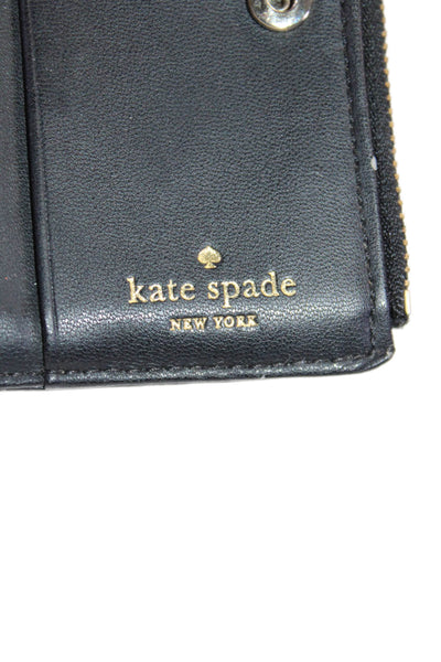 Kate Spade Womens Leather Zipped Folded Textured Snap Button Wallet Black