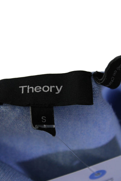 Theory Womens Long Sleeve Scoop Neck Tight Knit Top Blue Size Small