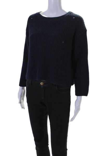 Rag & Bone Womens Long Sleeve Thick Knit Crewneck Sweater Blue Size Small