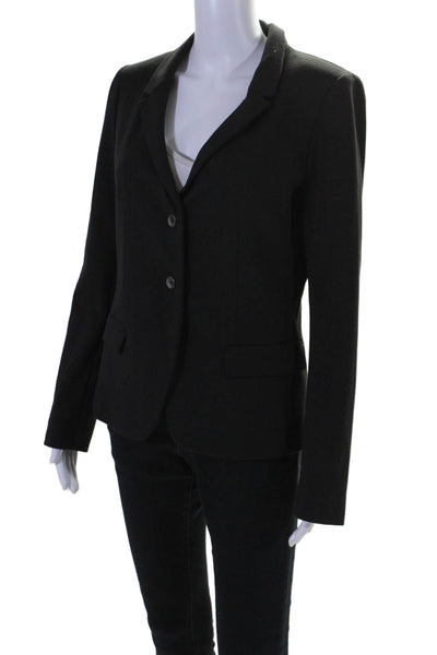 Elie Tahari Womens Notched Lapel Two Button Blazer Black Size Small