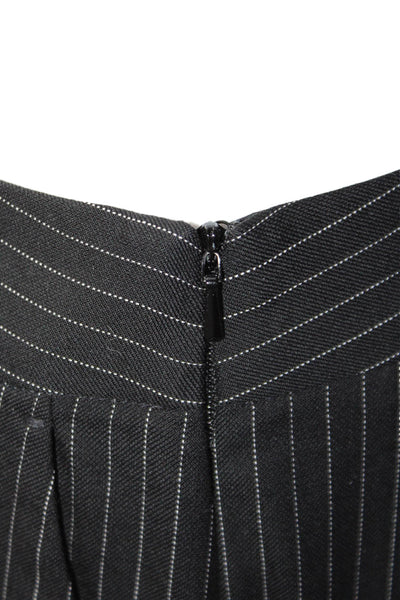 Max Mara Womens Tapered Leg Side Zip Pinstripe Pants Black Size 2 US