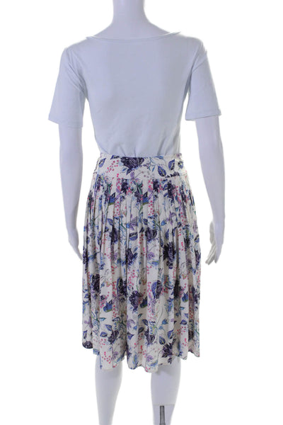 St. John Womens Back Zip Floral Print Flare Skirt White Size 12 US