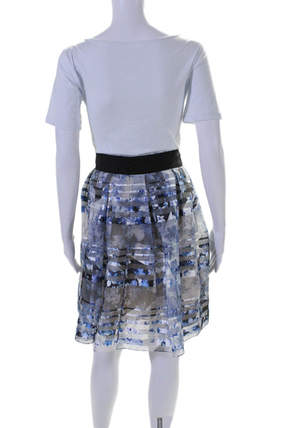 Noir Sachin & Babi Womens Back Zip Flare Floral Print Skirt Blue 10