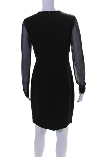 Elie Tahari Womens Long Sleeve Back Zip Long Dress Black Size 2 US