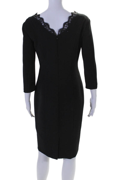 BASLER Womens Back Zip Long Sleeve Scoop Neck Dress Black Size Small