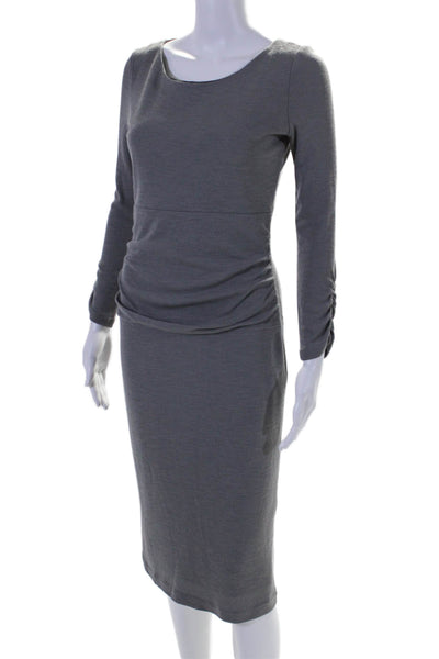 Pink Tartan Womens Long Sleeve Back Zip Scoop Neck Dress Gray Size 4 US