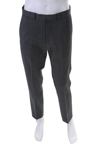 Theory Mens Wool Textured Flat Front Hook & Eye Dress Pants Gray Size EUR 31