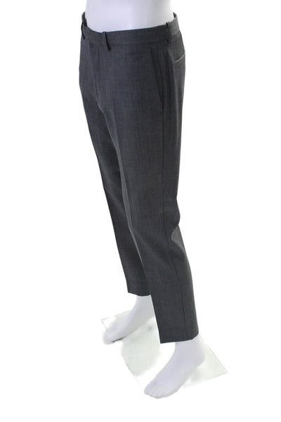 Theory Mens Wool Textured Flat Front Hook & Eye Dress Pants Gray Size EUR 31